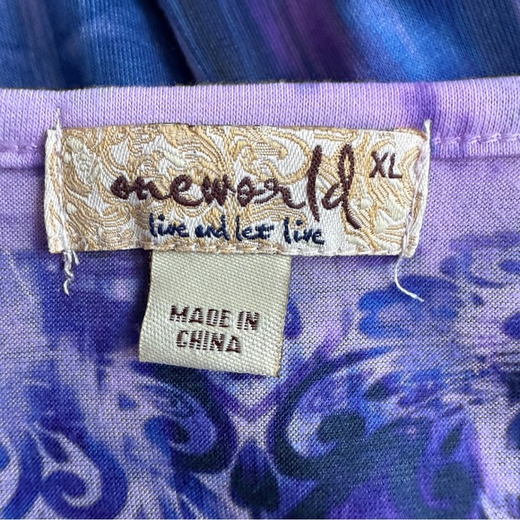 One World Purple Tie Dye Embellished Lace Asymmetrical Tunic XL - Picture 3 of 10